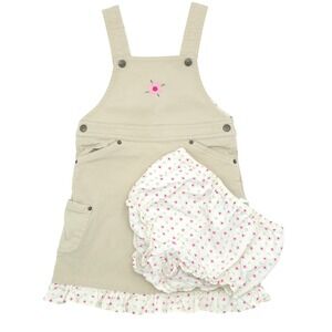 Tommy Hilfiger Girls Khaki Jumper Dress Floral Bloomers Set Vintage 2006 Size 4T